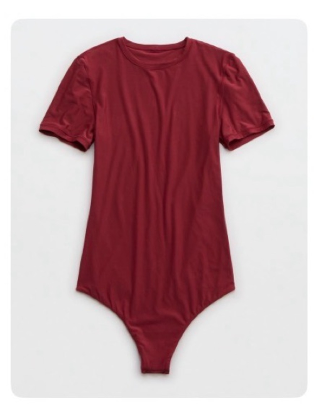 Aerie SMOOTHEZ Solid Deep Red Short Sleeve Bodysuit